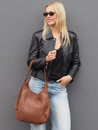 Lana chocolate leather hobo with detachable tassel