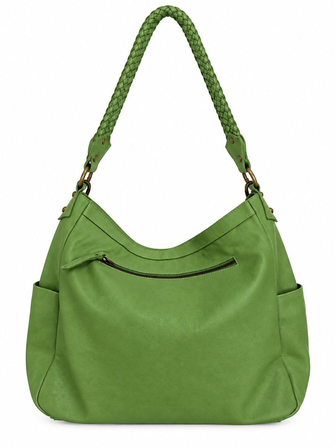 Cadelle Frankie moss green leather shopper back view