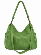 Cadelle Frankie moss green leather shopper with fixed handle and detachable crossbody strap