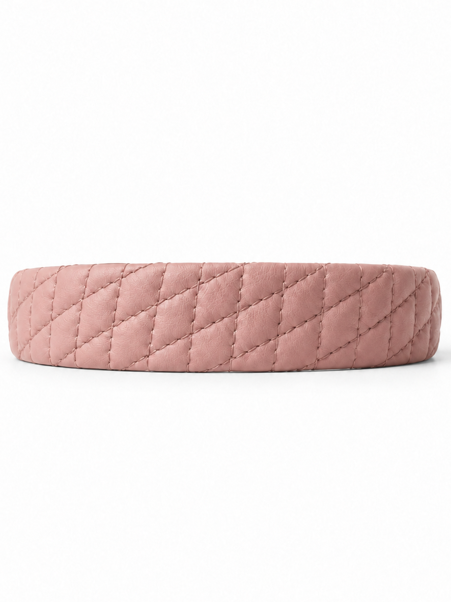 Cadelle quilted leather headband in misty rose