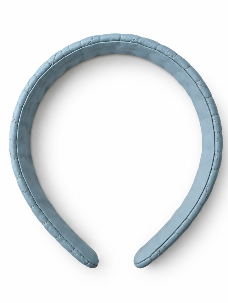 Cadelle quilted leather headband pale blue