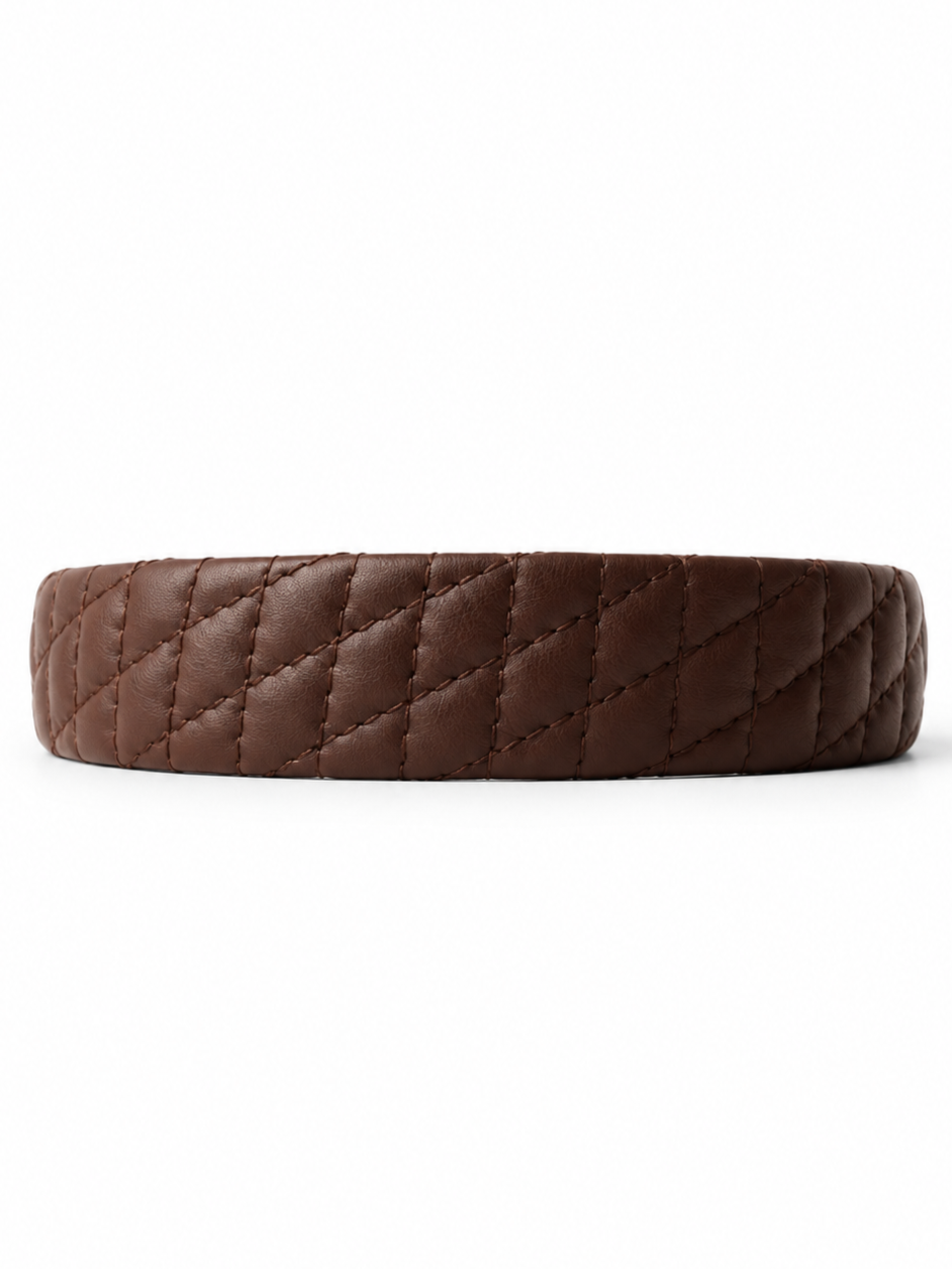 Cadelle quilted leather  headband in chocolate