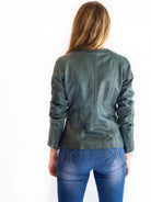 Leather Jacket Veronica Collarless Petrol Picture 2 regular from Cadelle Leather
