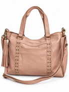 Cadelle Victoria metallic pink leather overnighter with stud front 