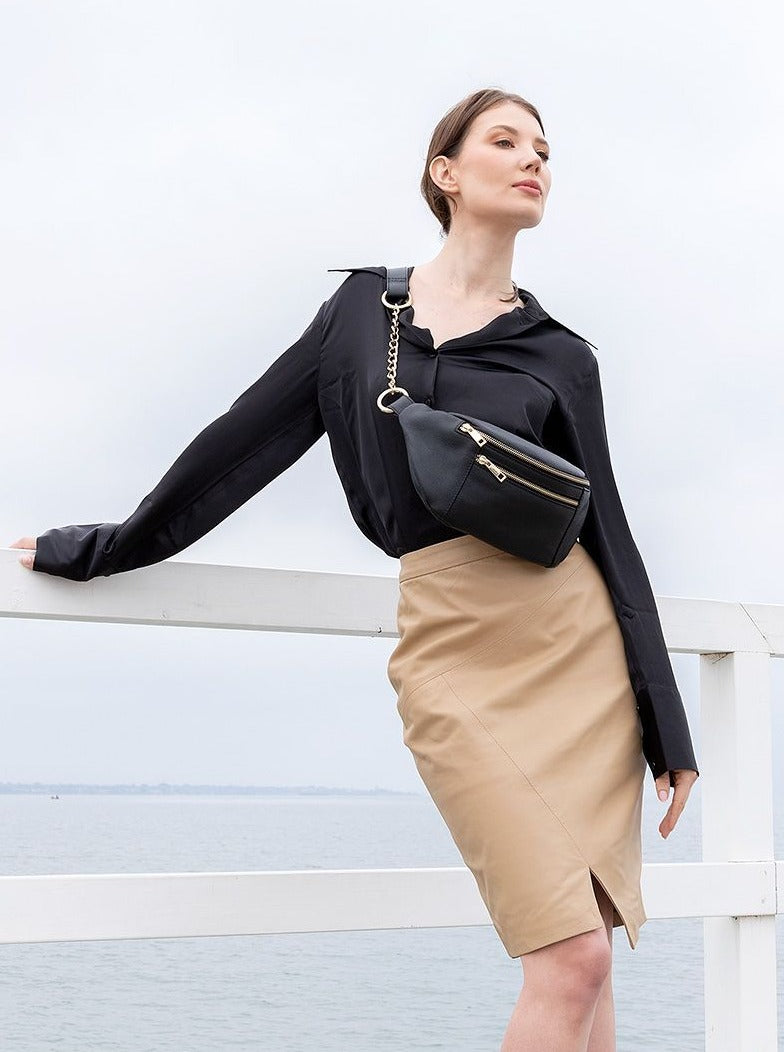 Meghan Asymmetrical Skirt | Honey-CadelleLeather