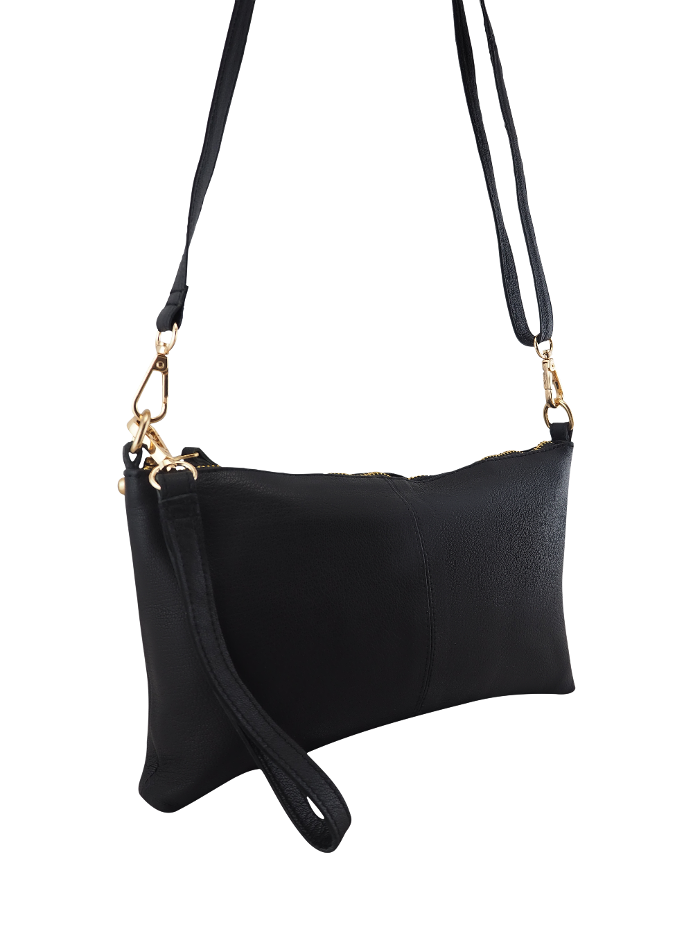 Cadelle Willow black leather crossbody bag with zip closure