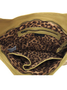 Cadelle Carrie camel leather hobo inside with leopard print lining