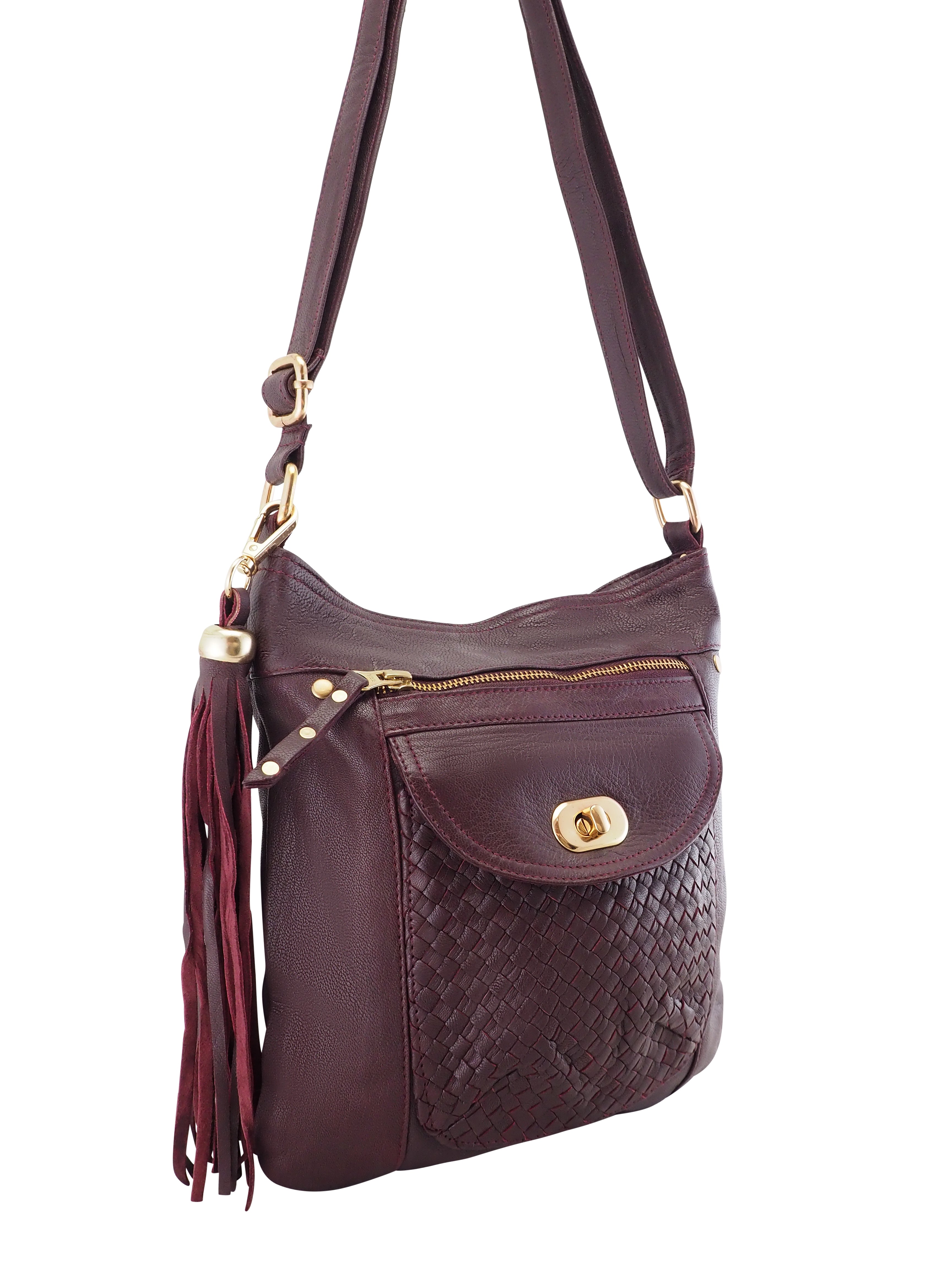 Shelley Crossbody Chocolate Berry CadelleLeather