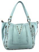 Mila pale blue leather shopper by Cadelle 