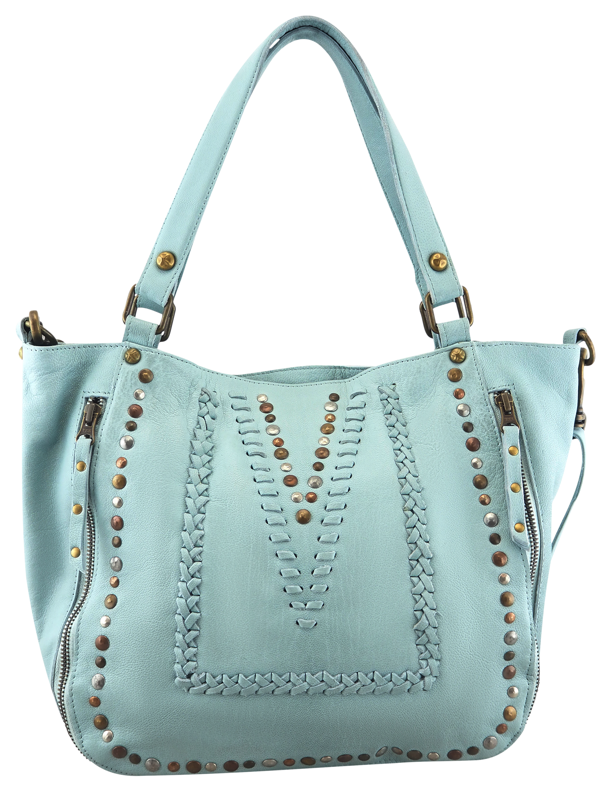Mila pale blue leather shopper by Cadelle 