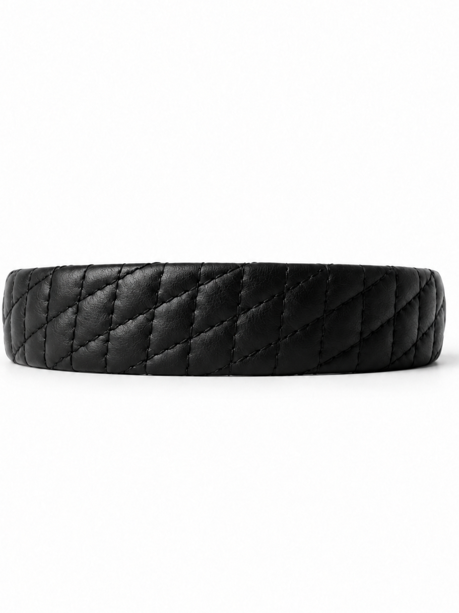 Cadelle quilted leather headband in black