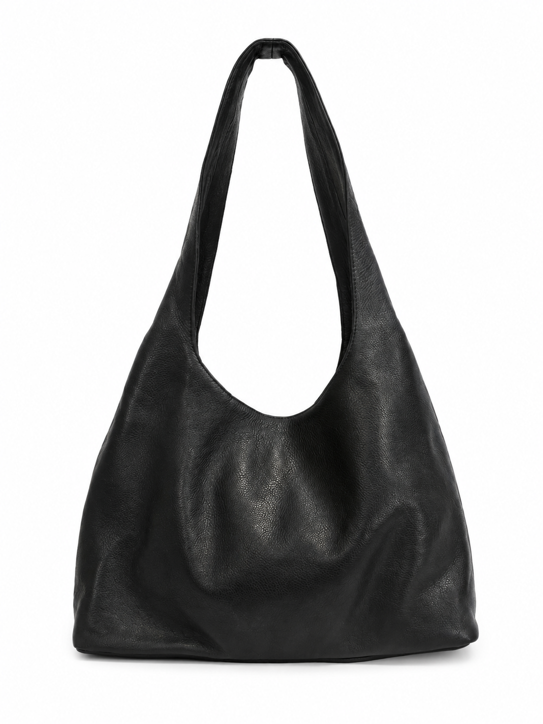 Scarlett black slouchy leather shoulder bag with a single strap