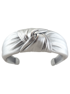 Cadelle Alice silver metallic leather headband with knot top