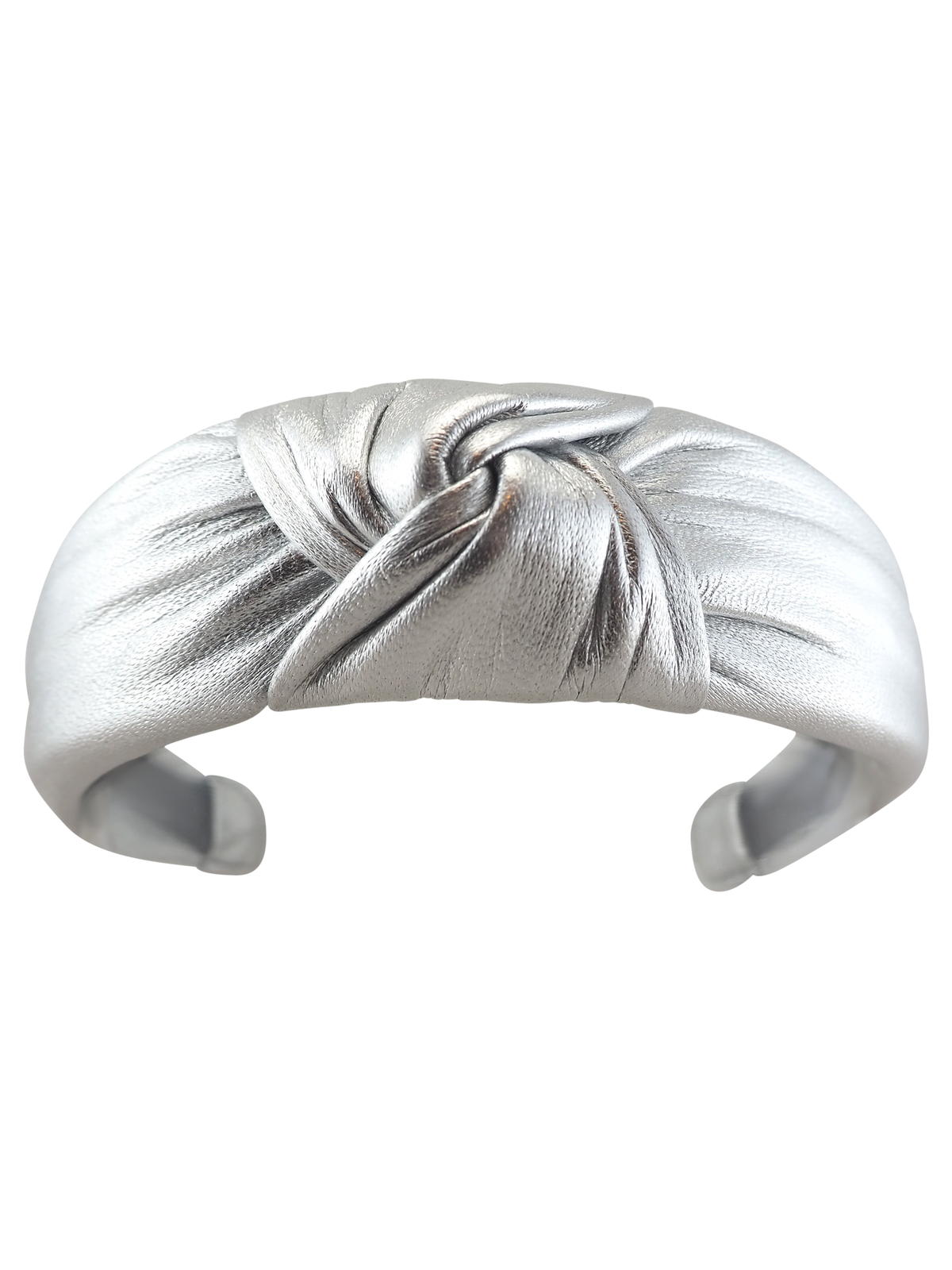 Cadelle Alice silver metallic leather headband with knot top