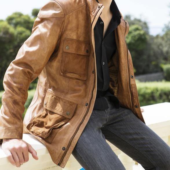 Men's Leather Jacket John Camel Picture 1 regular from Cadelle Leather
