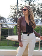 Leather Jacket Aries Convertible Jacket w/Suede Cognac Picture 3 regular from Cadelle Leather