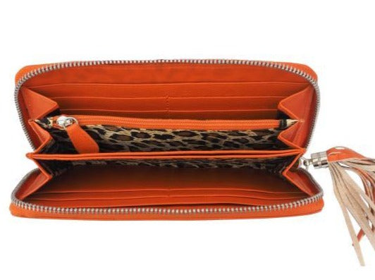 Leather Wallet Feline Panel Wallet Orange/Leopard Picture 2 regular from Cadelle Leather
