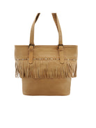 Leila Fringed Tote | Camel-CadelleLeather