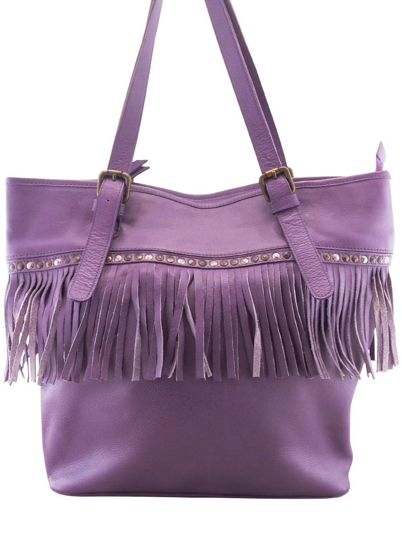 Leila Fringed Tote | Violet