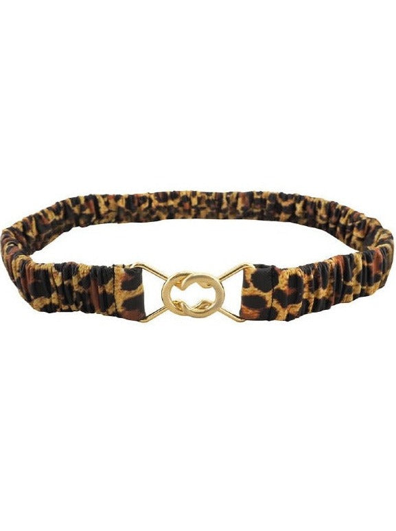 Claudia Stretch Printed Belt | Leopard Print-CadelleLeather