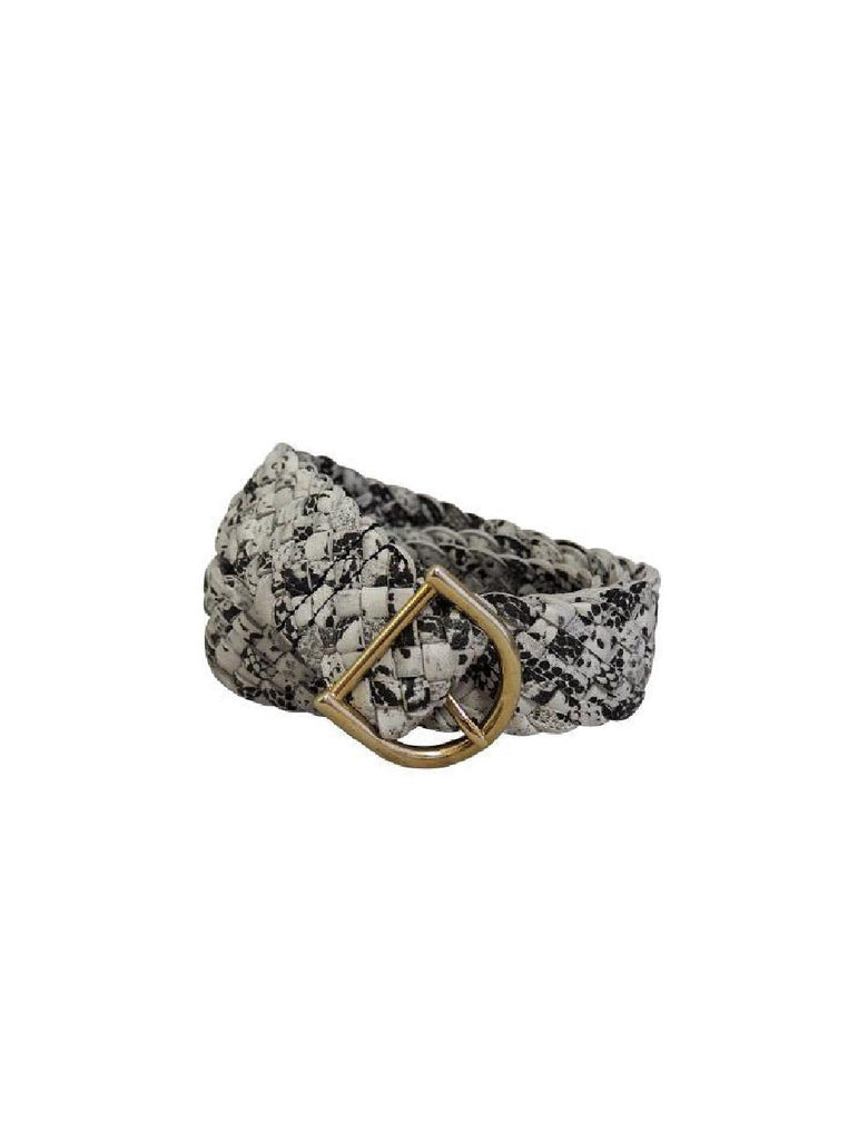 Presley Leather Belt | Black/White Snake-CadelleLeather