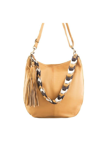 Kenzie Hobo Bag | Camel/White/Chocolate-CadelleLeather