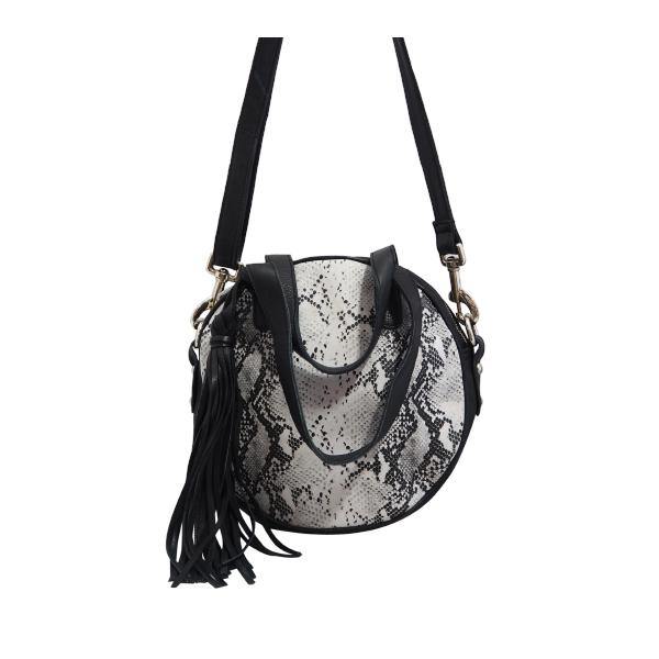 Leather Handbag Bella Snake Print Leather Bag Grey/Black Picture 1 regular from Cadelle Leather 