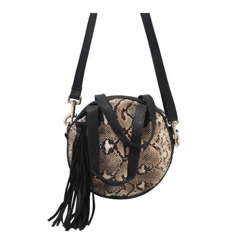 Leather Handbag Bella Snake Print Leather Bag Taupe/Black Picture 1 regular from Cadelle Leather