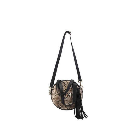 Leather Handbag Bella Snake Print Leather Bag Taupe/Black Picture 5 regular from Cadelle Leather