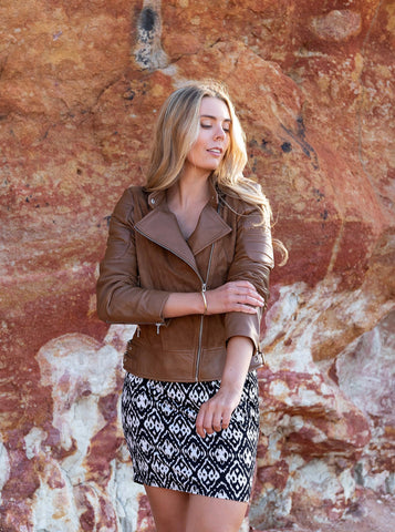 Sonder leather/Suede Biker | Camel-CadelleLeather