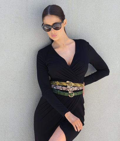 Cairo Leather Belt | Green Snake-CadelleLeather