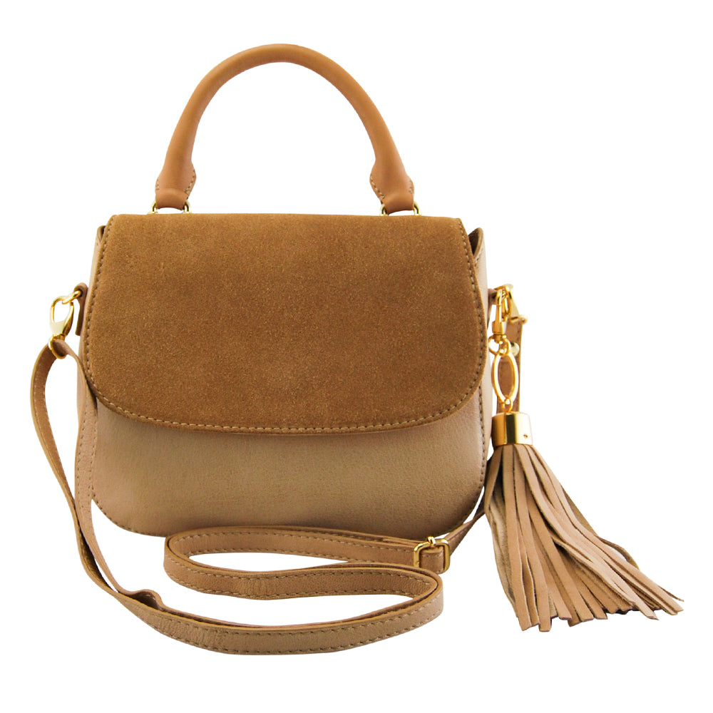 Stella suede & online leather satchel