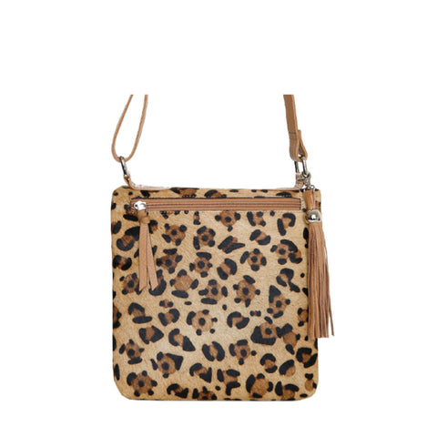 Leather Handbag Feline Saddle Crossbody Bag Camel/Leopard Picture 1 regular from Cadelle Leather
