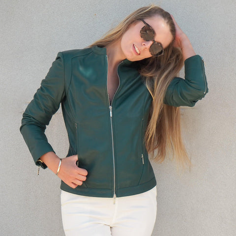 Leather Jacket Helena Teal Green Picture 1 regular from Cadelle Leather