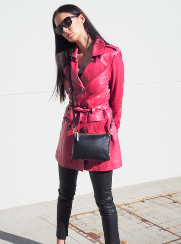 Kerry Anne Trench Coat | Hot Pink-CadelleLeather