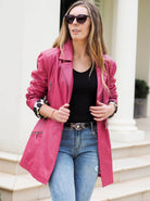 Cadelle Leather Lidiya Trench Jacket, Hot Pink, Lifestyle shot 2