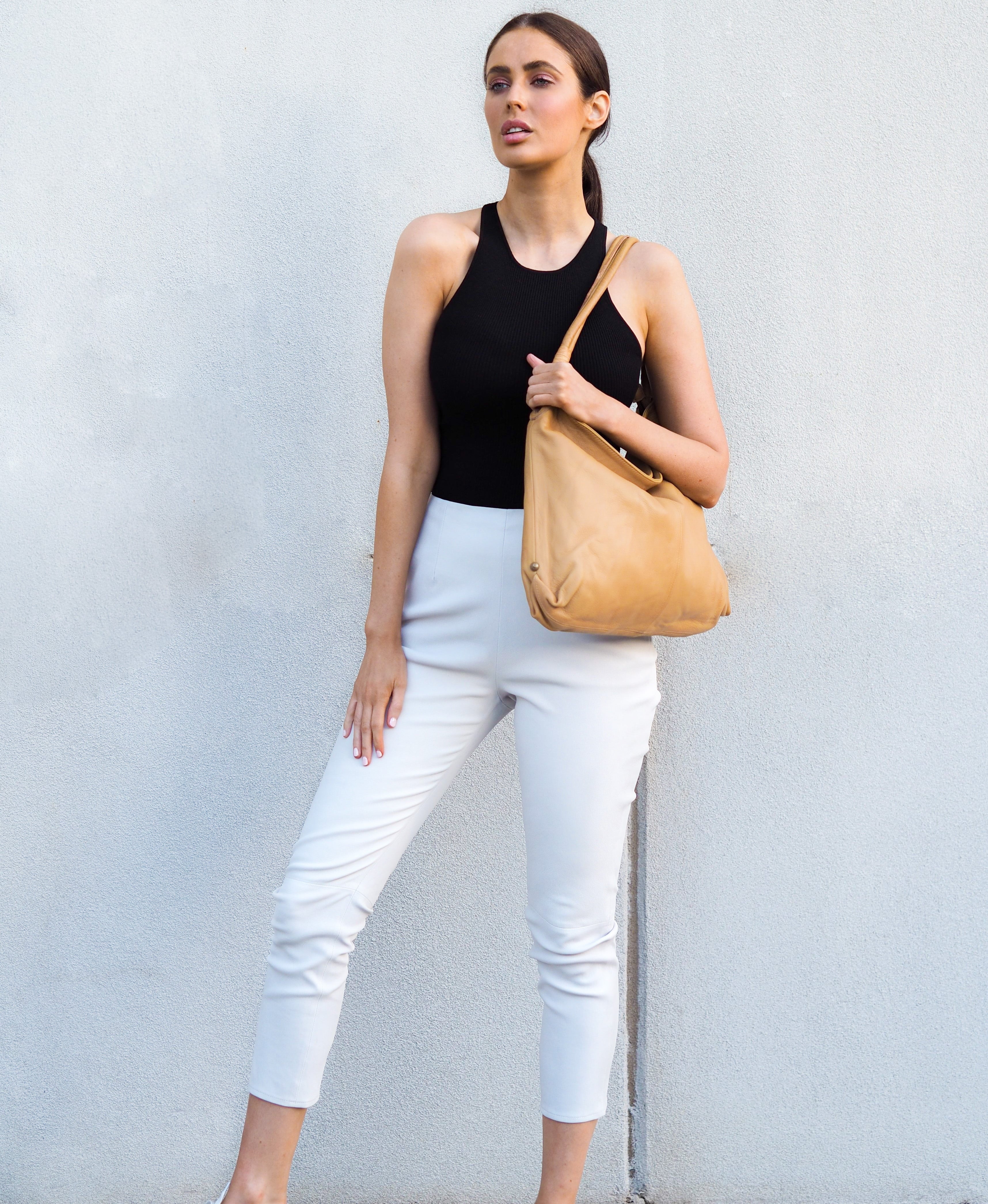 Leather Pants Colette Stretch Cropped Pants White Picture 2 regular from Cadelle Leather