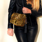 Leather Bag MONK Mini Jordan Black/Yellow Snake Picture 2 Regular from CadelleLeather