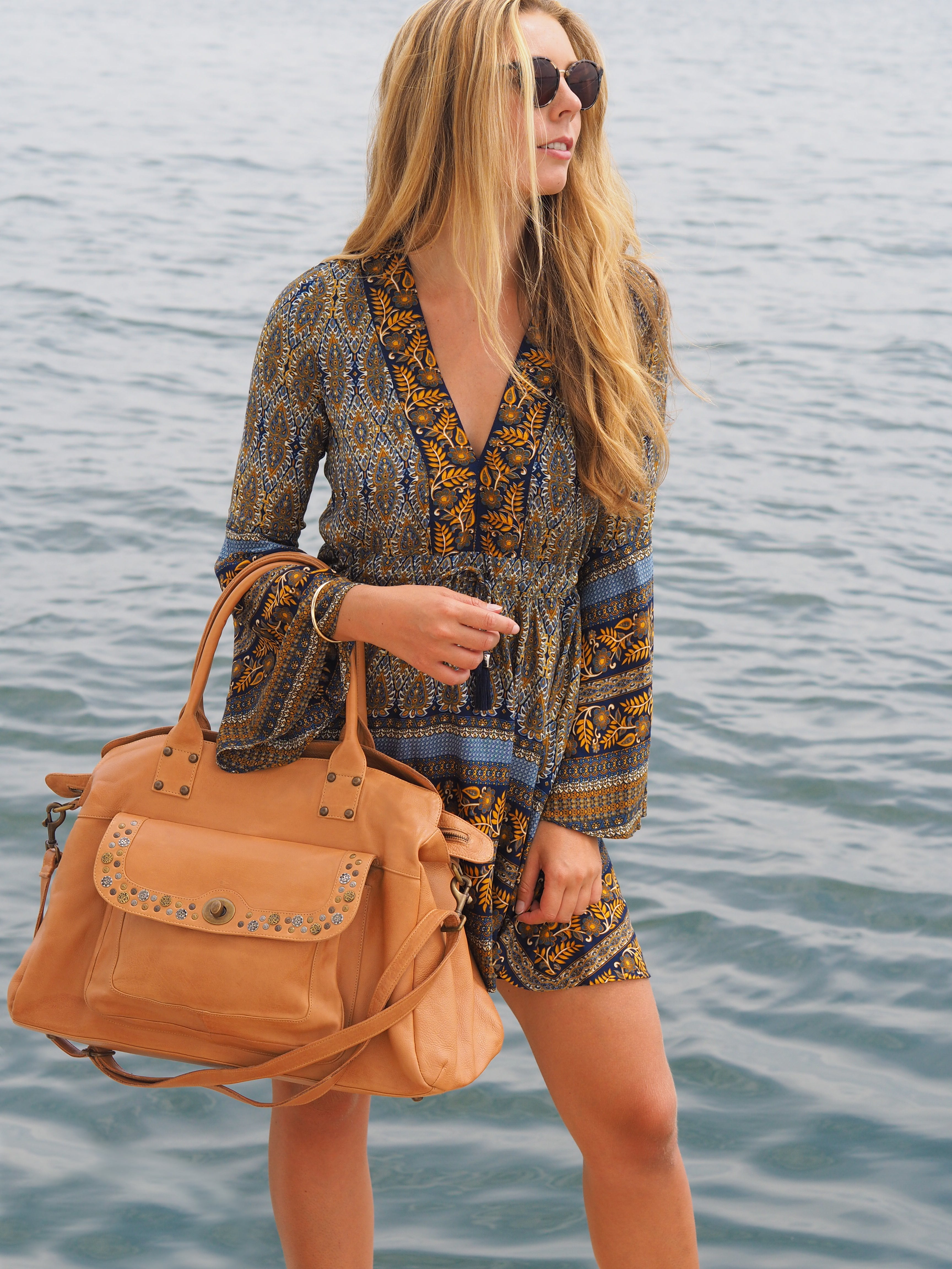 Paulina Overnight Bag | Camel-CadelleLeather
