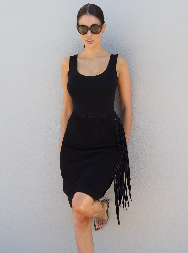 Leather Skirt Emelia Fringe Black Suede Picture 2 Regular from Cadelle Leather