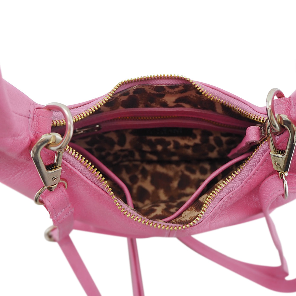 Ellen Crescent Handbag | Fuchsia-CadelleLeather