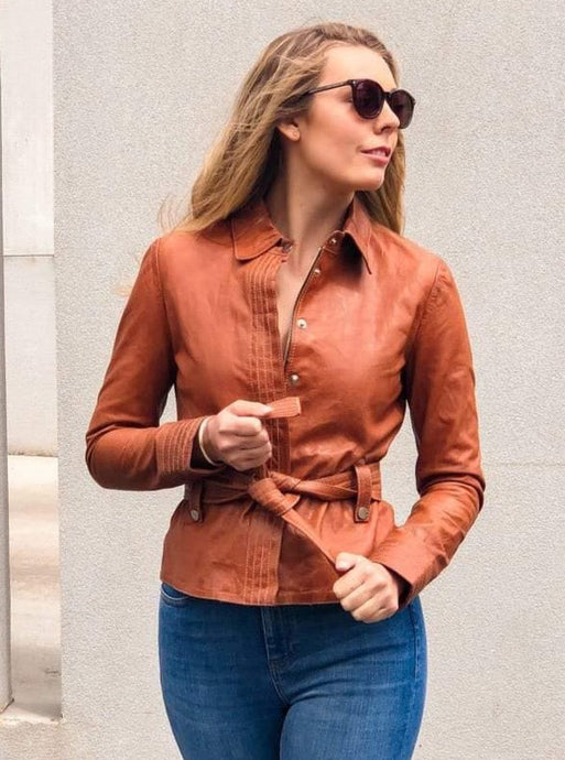 Leather Jacket Steffie Belted Ginger Picture 2 regular from Cadelle Leather