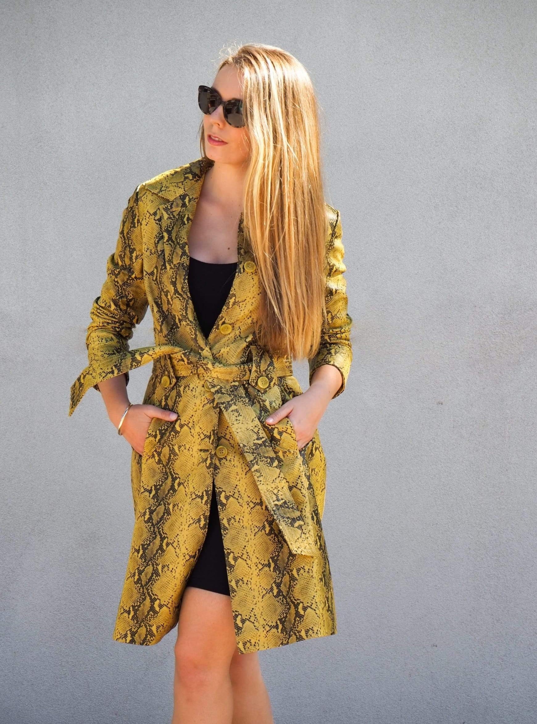 Leather Jacket Raven Trench Snakeprint Saffron Picture 1 regular from Cadelle Leather