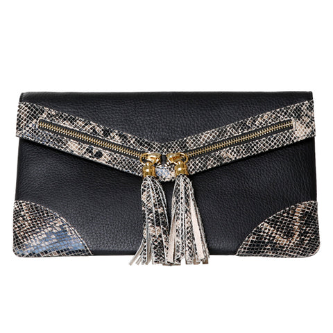 Leather Wallet Serpentine Clutch Black Picture 1 regular from Cadelle Leather