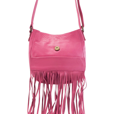 Leather Bag Sky Fringe Crossbody Fuchsia Picture 7 regular from Cadelle Leather