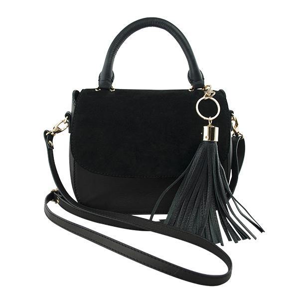 Leather Satchel Bag MONK Stella Suede/Black Picture 1 Regular from Cadelle Leather